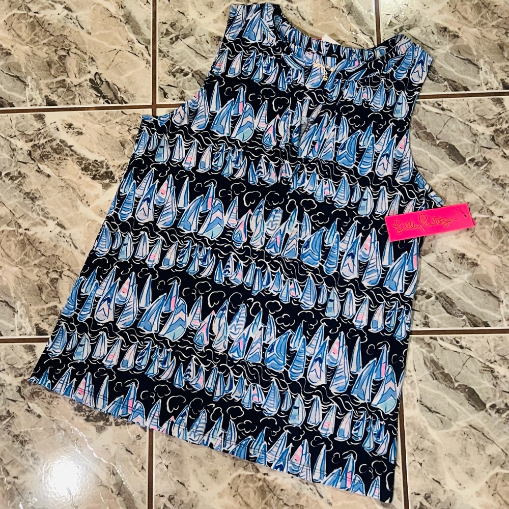 Lilly Pulitzer Blue and Pink Sailboat Top